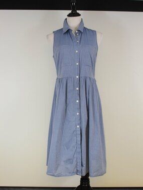 Who What Wear Chambray Shirt Dress M Blue Sleeveless Button Front